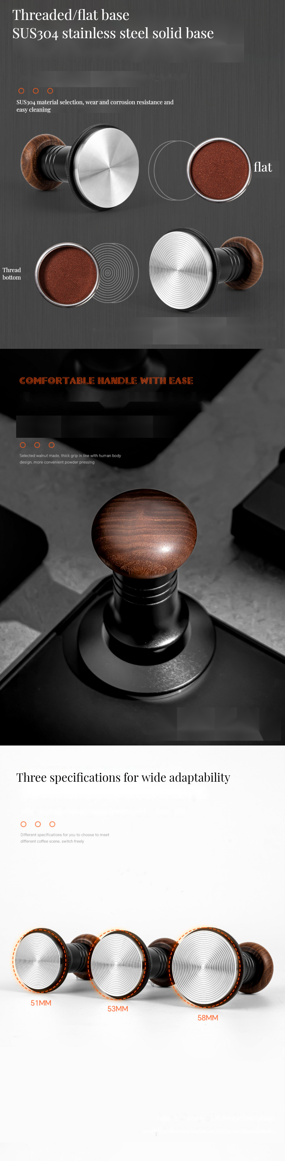 Stainless Steel Ripple Waffle Base Coffee Tamper for Cafe Accessorios' High Standards