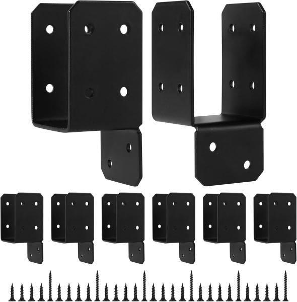 Carbon Steel Mounting Joist Hanger Brackets Black 16pcs For 2x4 Post To Wood