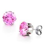 Wholesale Stainless Steel Round Clear Cubic Zirconia Stud Earrings Women