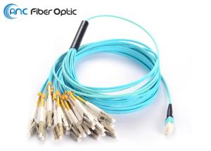 Quality Aqua Female 24F MPO Fiber Optic Cable Round 3.0mm 5M Breakout Patch Cord wholesale