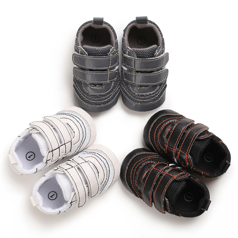 Hot sale PU Leather soft bottom casual boyoutdoor sneaker mesh baby shoes