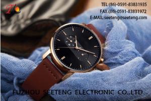 Quality wholesale Pu watch Round dial alloy case quartz watch delicate fashion watch concise style dark brown pu strap wholesale