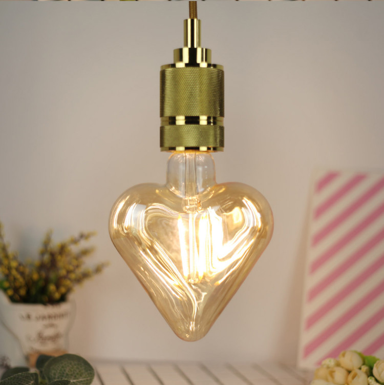 Star Heart Vintage Edison LED Bulb 4W Amber LED Dimmable Filament Bulb 2200K