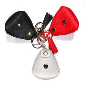 Quality Triangle Personalised Leather Small Coin Purse Keychain 6x5x6.5cm wholesale