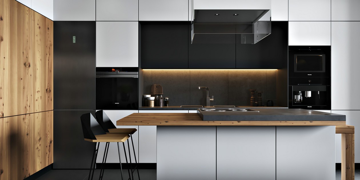 Glass Used Hanging Black Pvc Stand Alone Kitchen Cabinet with Customized Veneer Color