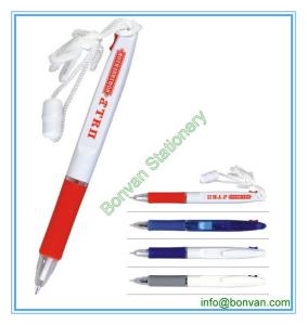Quality two color ball pen with lanyard,lanyard multicolor ball pen wholesale