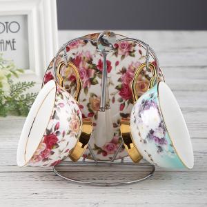 Quality Non Toxic Crisp Gorgeous Gold Rimmed Latte Bone China Tea Cups wholesale
