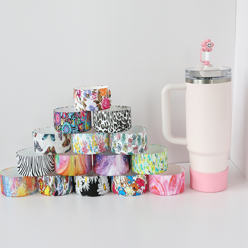Custom Silicone Bottle Accessories for Bottle Mug Tumblers Gift of 4 Silicone Straw Toppers and Silicone Strap