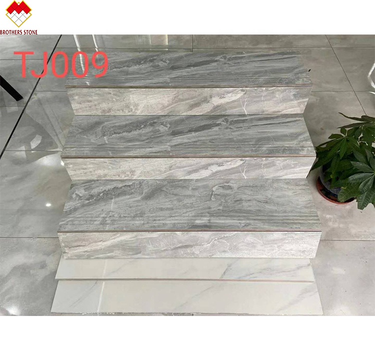 Modern Design Glazed Polished Porcelain Stair Tiles Prices Stone Imitation Texture