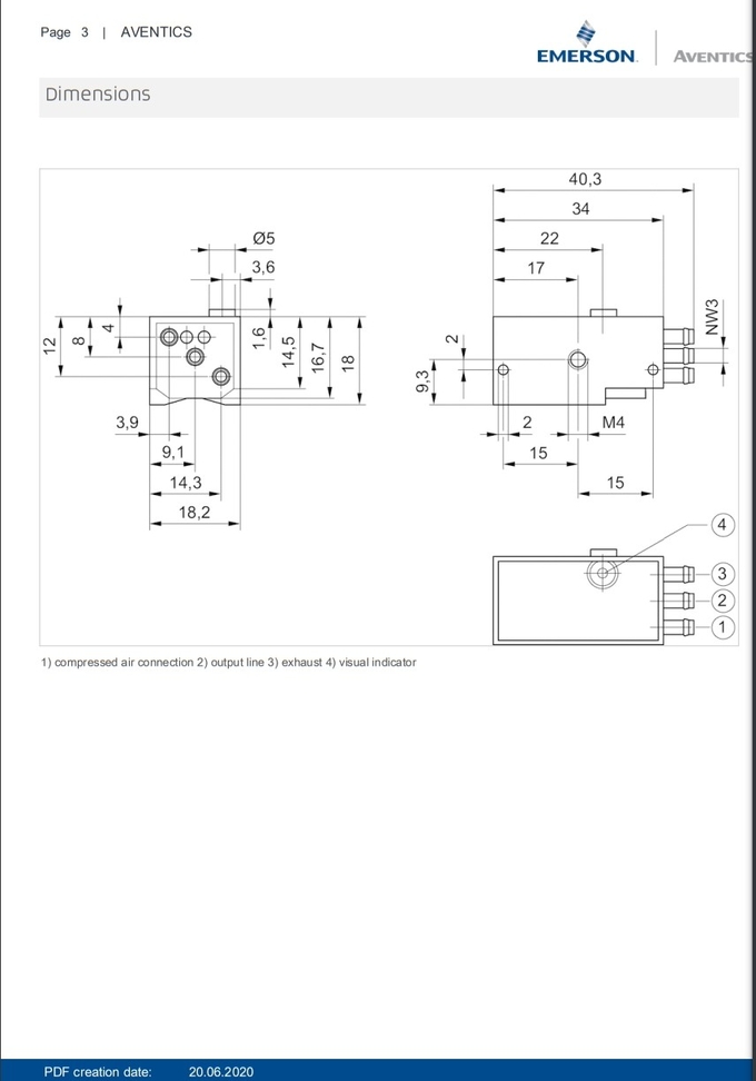 AVENTICS Series Flow Valve SP1 Proximity Pneumatic Sensors With Polyamide Housing