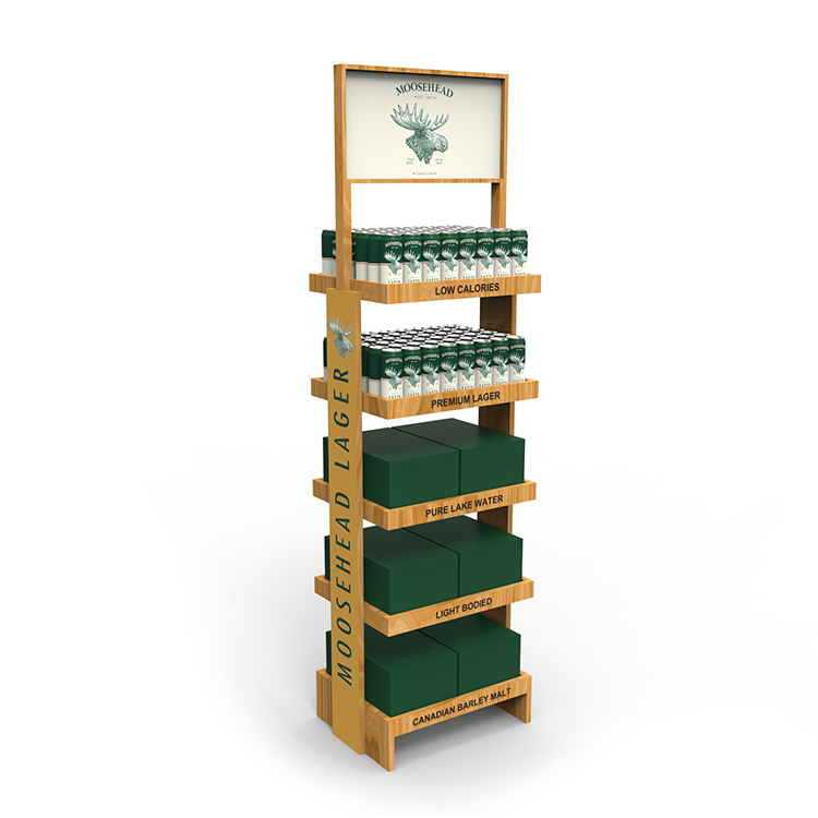 POS Wooden Display Stand Suncare Products Freestanding Retail Display For Cosmetic Store