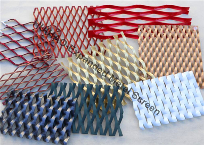 Curtain Walls Aluminum Expanded Mesh LWD115mm X SWD40mm PVDF Finished