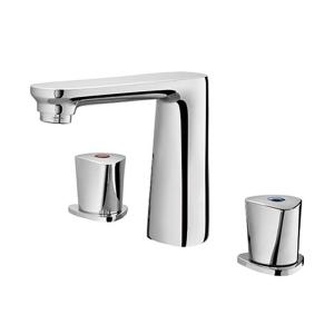 Quality Two Handle Widespread Bathroom Faucet Chrome Deck Mounted wholesale