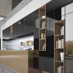 Quartz Stone Countertop High Gloss White Lacquer Kitchen Cabinets with Hinge