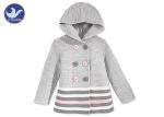 Stripes Little Girl Cardigan Sweaters , Hoody Girls Cardigan Jacket Buttons
