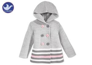 Quality Stripes Little Girl Cardigan Sweaters , Hoody Girls Cardigan Jacket Buttons Closure wholesale