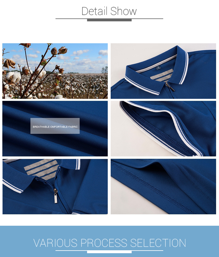 Popular 100 Polyester Custom Work Polo Shirts Easy Cleaning With Knitted Collar