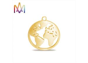 Quality 20x25mm Hollow Shaped Flat Globe Engraved Bracelet Charms wholesale