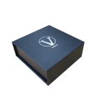 Recycled Materials Magnetic Gift Box with Black Matte Silver Stamp Logo and EVA