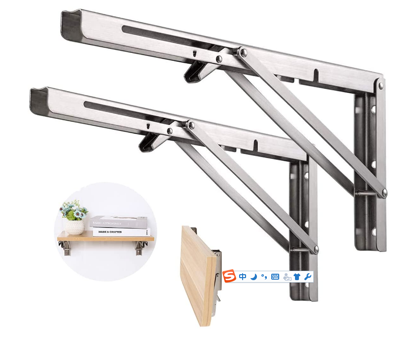 White K Shaped Stainless Bracket Folding Floating Shelf Mounting Brackets 1.5mm Thick