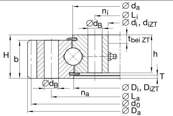 VA250309-N Four point contact ball bearings INA turntable bearings external gear teeth 235x408.4x60mm Luoyang bearing
