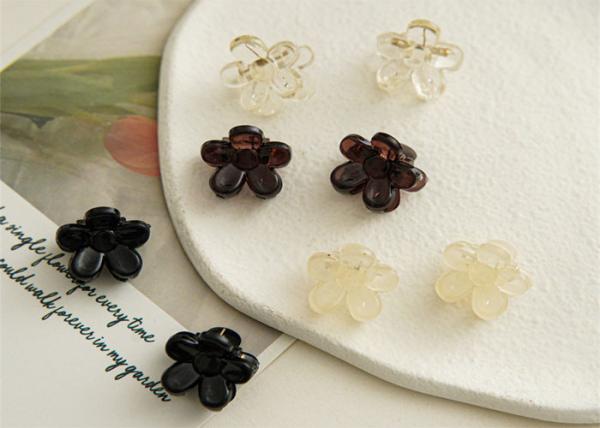2 cm mini resin flower clip girls kids accessories DIY side clip transparent