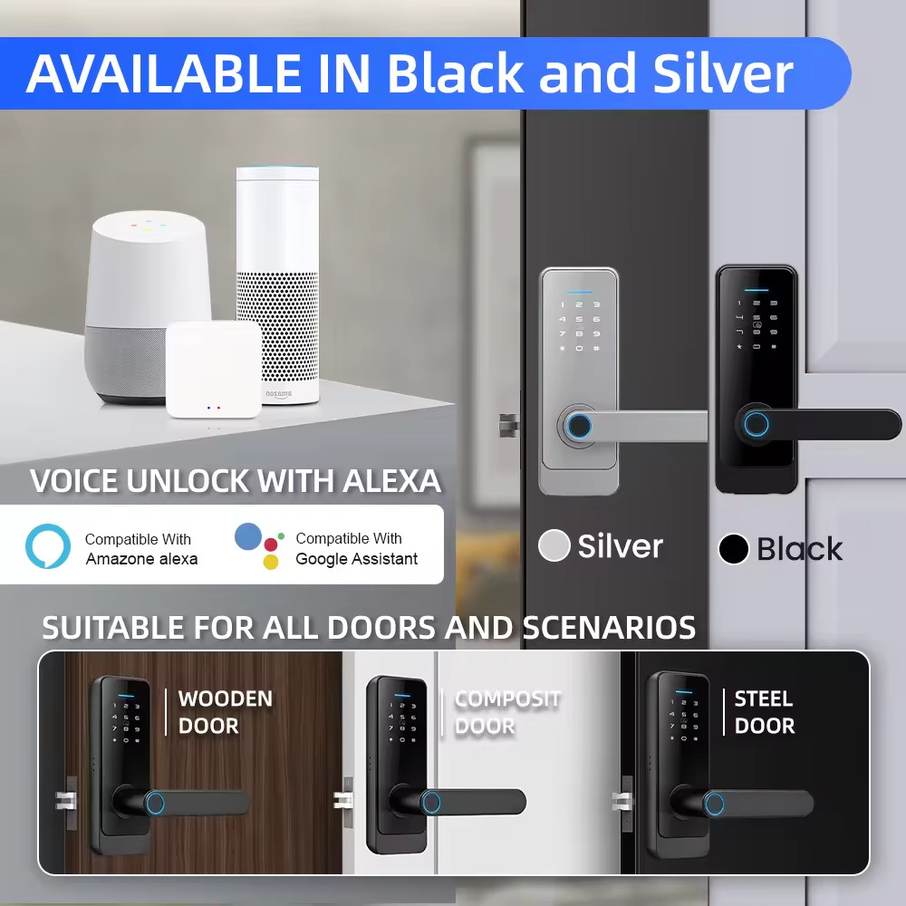 Remote Control Fingerprint Door Lock Automatic Password Front Door Lock 35mm - 55mm