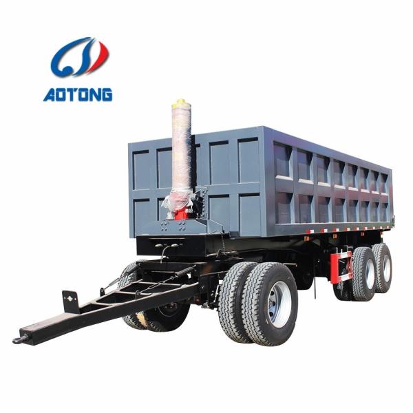 20 Ton Cargo Dump Semi Trailer Truck with 2 Axles Full Trailer Drawbar and Leaf