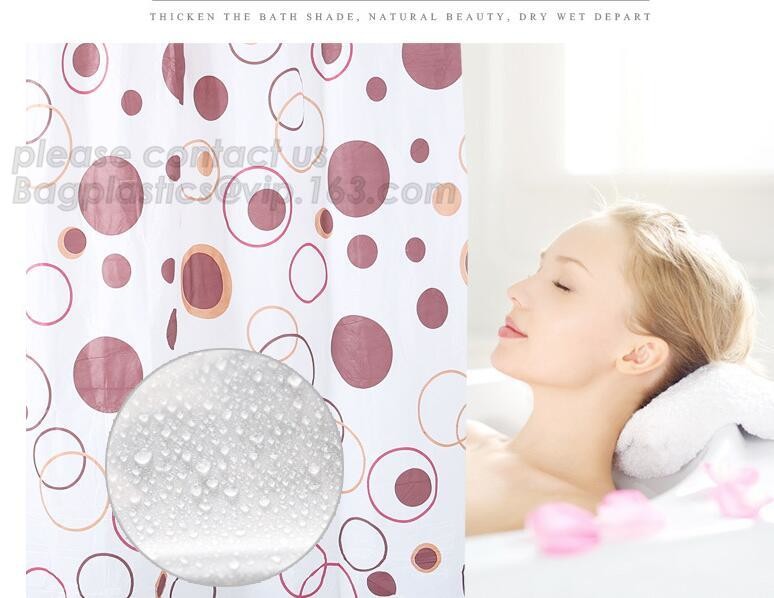 SCENERY PRINTING POLYESTER SHOWER CURTAIN, custom 3d eva shower curtain for bathroom, Popular cotton hooks polyester tex