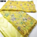 Lace European Fashion Gold Sequins French Embroidery Wedding Dress African