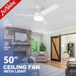 50 Inch 3 MDF Blade 35W 5 Speeds Remote Control Led Ceiling Fan With Light