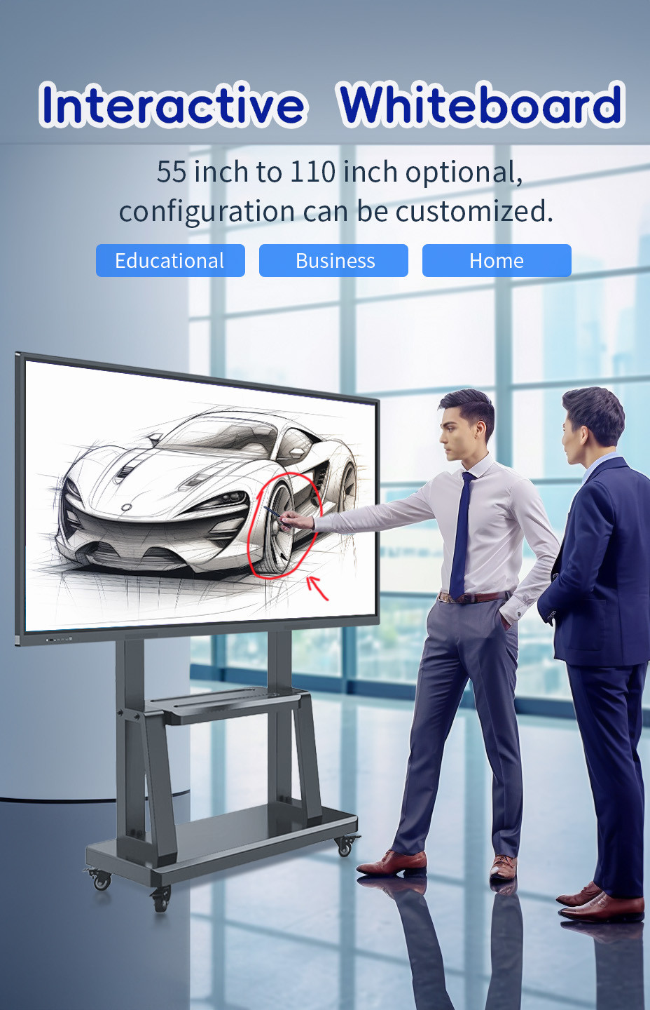 All In One Smart Interactive White Board Teaching Flat School 4K Multi Touch