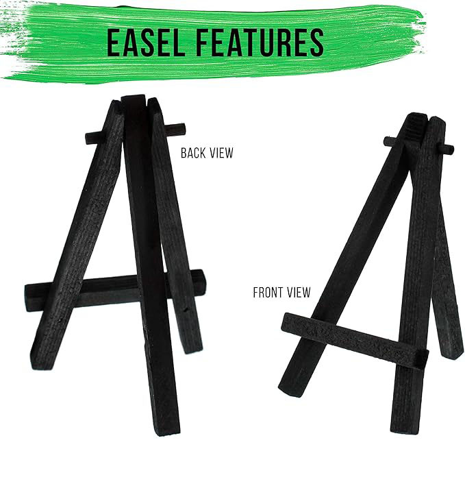 5 Inch Black A Frame Wooden Tripod Art Easel For Small Canvases Cards Photos Notices