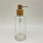 Clear Color Glass Bath Countertop Set Round Shape With Wood Parts