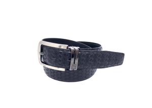 Quality Durable Genuine Embossed Leather Belt For Boy / Mens Black Jeans Belt wholesale