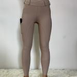 Beige Khaki Children Horse Riding Silicone Grip Full Seat Breeches With Phone