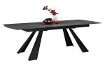Stone Coated Tempered Glass Extension Dining Table Stylish Black For 12 Seats