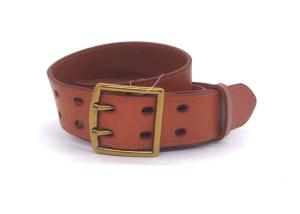 Quality Zinc Alloy Buckle Men's Casual Double Prong Leather Belt 2 Holes 1.5 Inches Wide wholesale