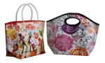 Reusable Orange PP Woven Shopping Bags With Transparent PVC Handle, Danceing