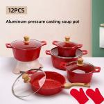Wholesale 12 PCS Aluminium Cooking Pot Set Non-stick Ollas Soup Pot Frying Pan