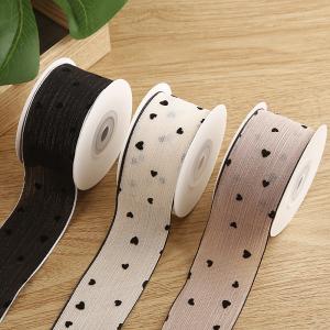 Quality 3 Colors Striped Ribbon 40mm Heart Printed Polyester Ribbon OEM Eco Friendly wholesale