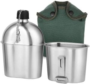 Quality 2pcs Military Canteen Kit 1000ml 600ml Aluminum Canteen Cup Set wholesale