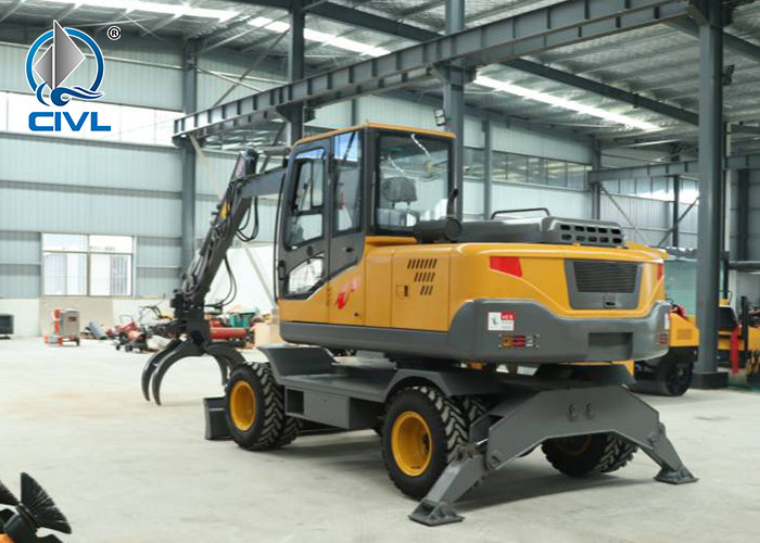 Small Wheel Excavator Engineering Rubber Wheel Excavators New 50/80 Hydraulic Wheel Excavator / Wood Grabber 36.8 48kw