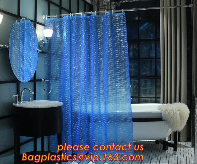 PEVA SHELF LINER, DRAWER MAT, shower curtain with resin hook set, pattern printed polyester shower curtain bagease pack