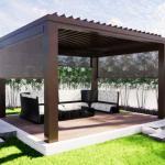 Outdoor Patio Flipped Louver Pavilion Aluminum Alloy Outdoor Electric Shade