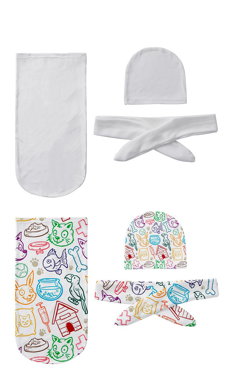 Full set Sublimation Baby Swaddling Blanket Infant Wrap With Cap For Customized Photo Printing
