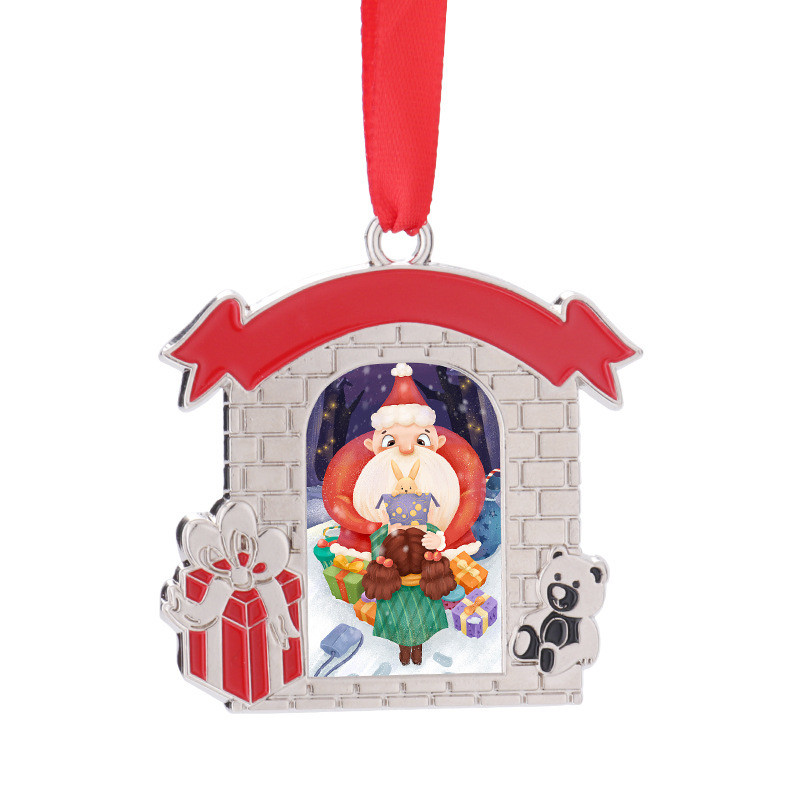 Christmas Tree Hanging Ornaments Sublimation Metal Christmas Pendant Heat Press Ornament For DIY