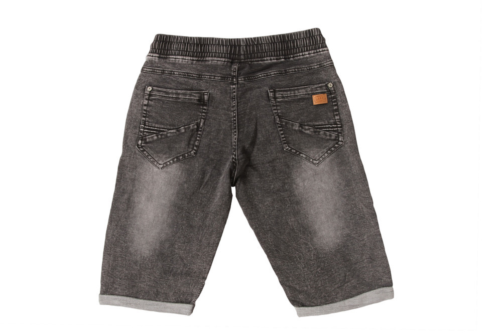 Black Washed Men's Denim Half Pants Mens Elastic Waist Jean Shorts