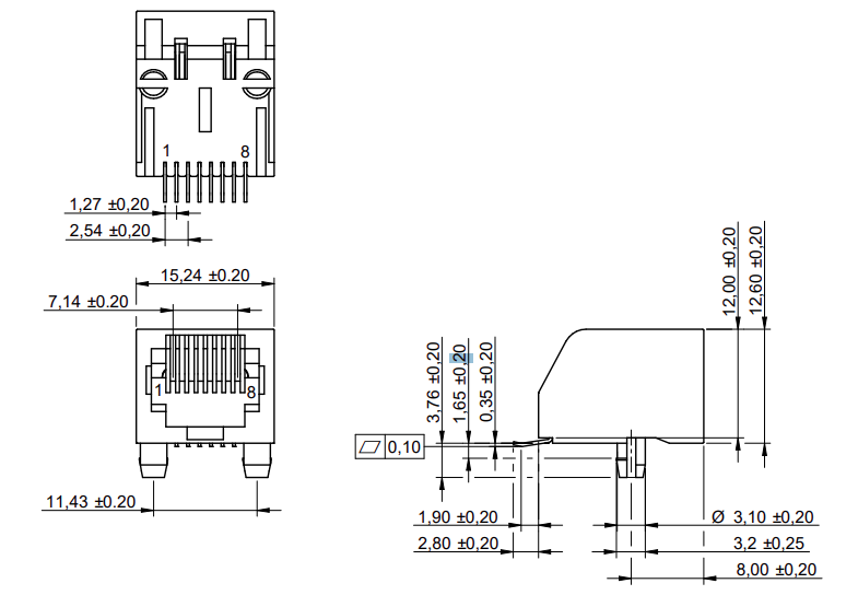 634008137221 8P8C SMT Modular Jack Tab Down Rapid Delivery