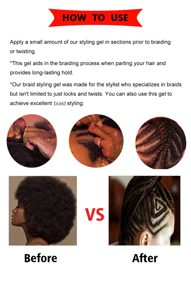 Unisex 48 Hours Strong Hold Hair Styling Gel Red Shine Jam 16 oz Custom Braiding Gel And Edge Control